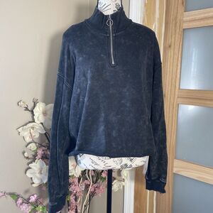 Hot Topic Sweater Womens 2X Black 1/4 Zip Pullover Crop Emo Goth Mock Neck
